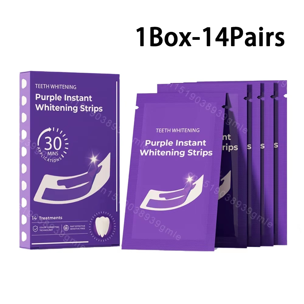 Purple Teeth Whitening Strip No Sensitive Teeth Bleaching Strip Colour Corrector Instant Teeth Clean Strip,At-Home Teeth Whiter
