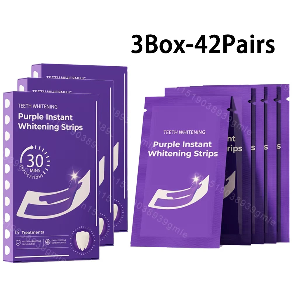 Purple Teeth Whitening Strip No Sensitive Teeth Bleaching Strip Colour Corrector Instant Teeth Clean Strip,At-Home Teeth Whiter